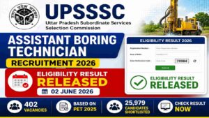 UPSSSC Assistant Boring Technician Eligibility Result 2026 Released for 402 Vacancies