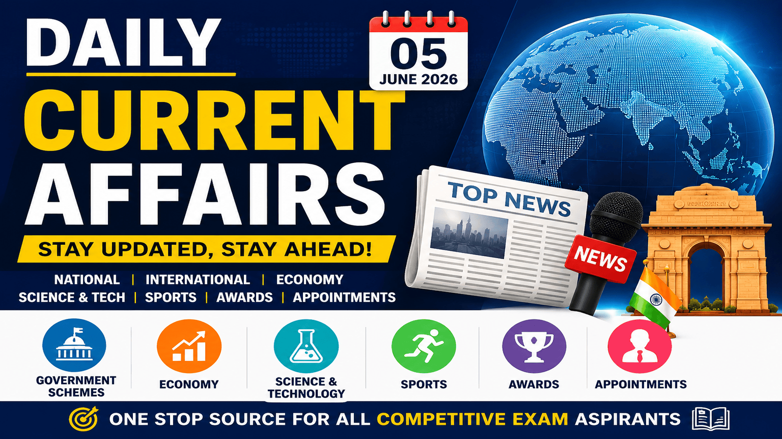 Daily Current Affairs 2026 Latest GK, National & International News Updates