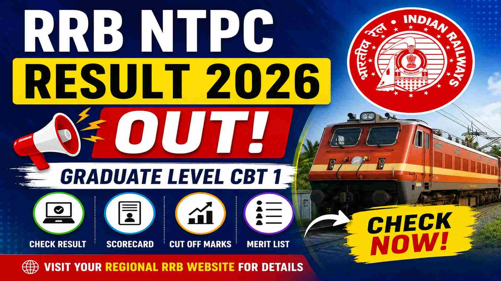 RRB NTPC Result 2026 Out For Graduate CBT 1