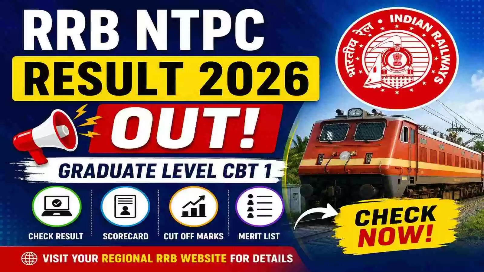 RRB NTPC Result 2026 Out For Graduate CBT 1