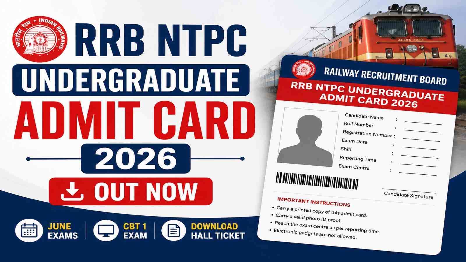 RRB NTPC Undergraduate Admit Card 2026