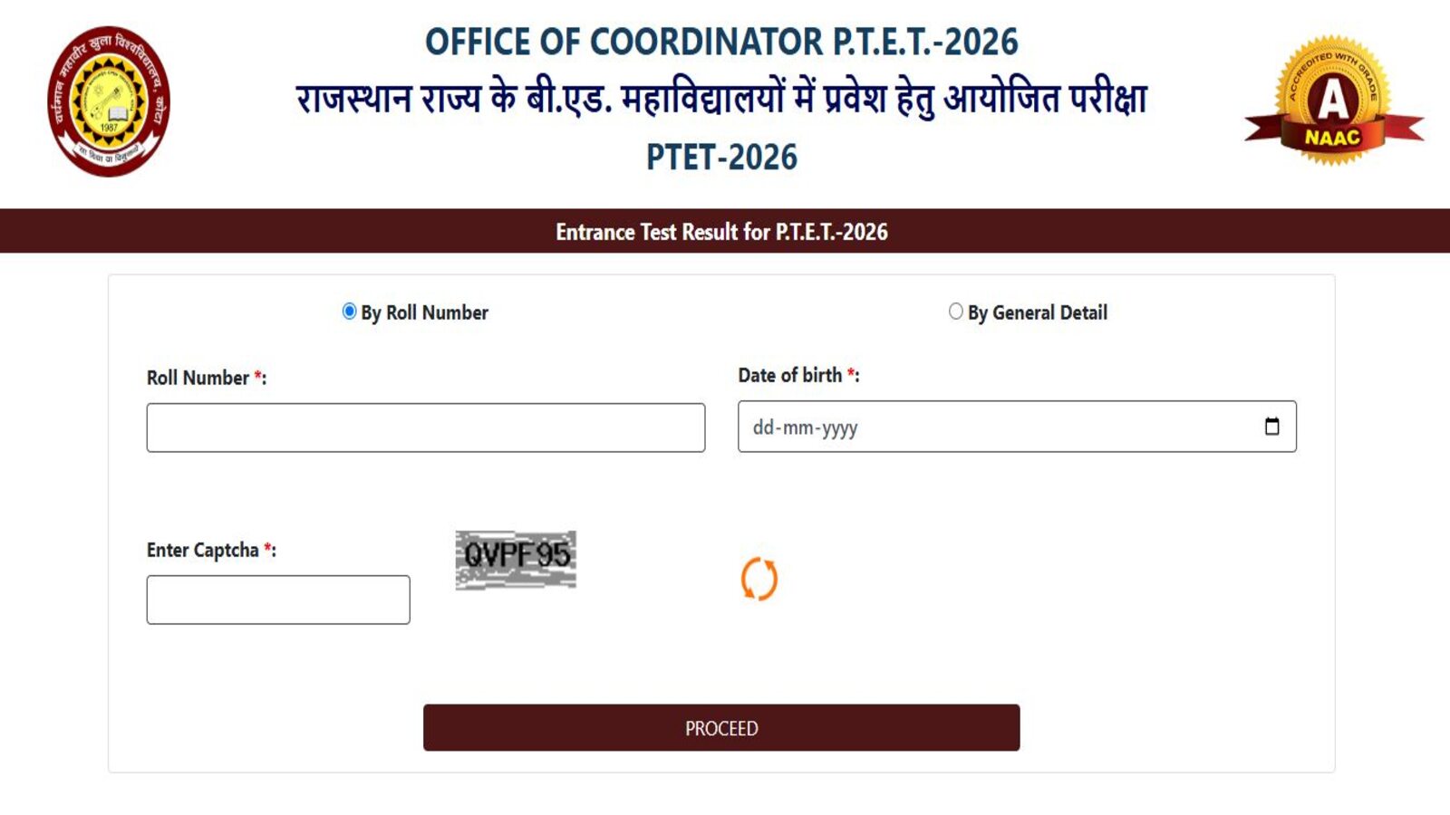 Rajasthan PTET Result 2026 OUT Scorecard Direct Link Activated at ptetvmoukota2026.in
