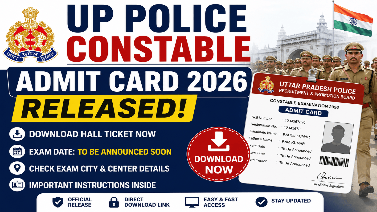 UP Police Constable Admit Card 2026 Released, Download Hall Ticket @ uppbpb.gov.in