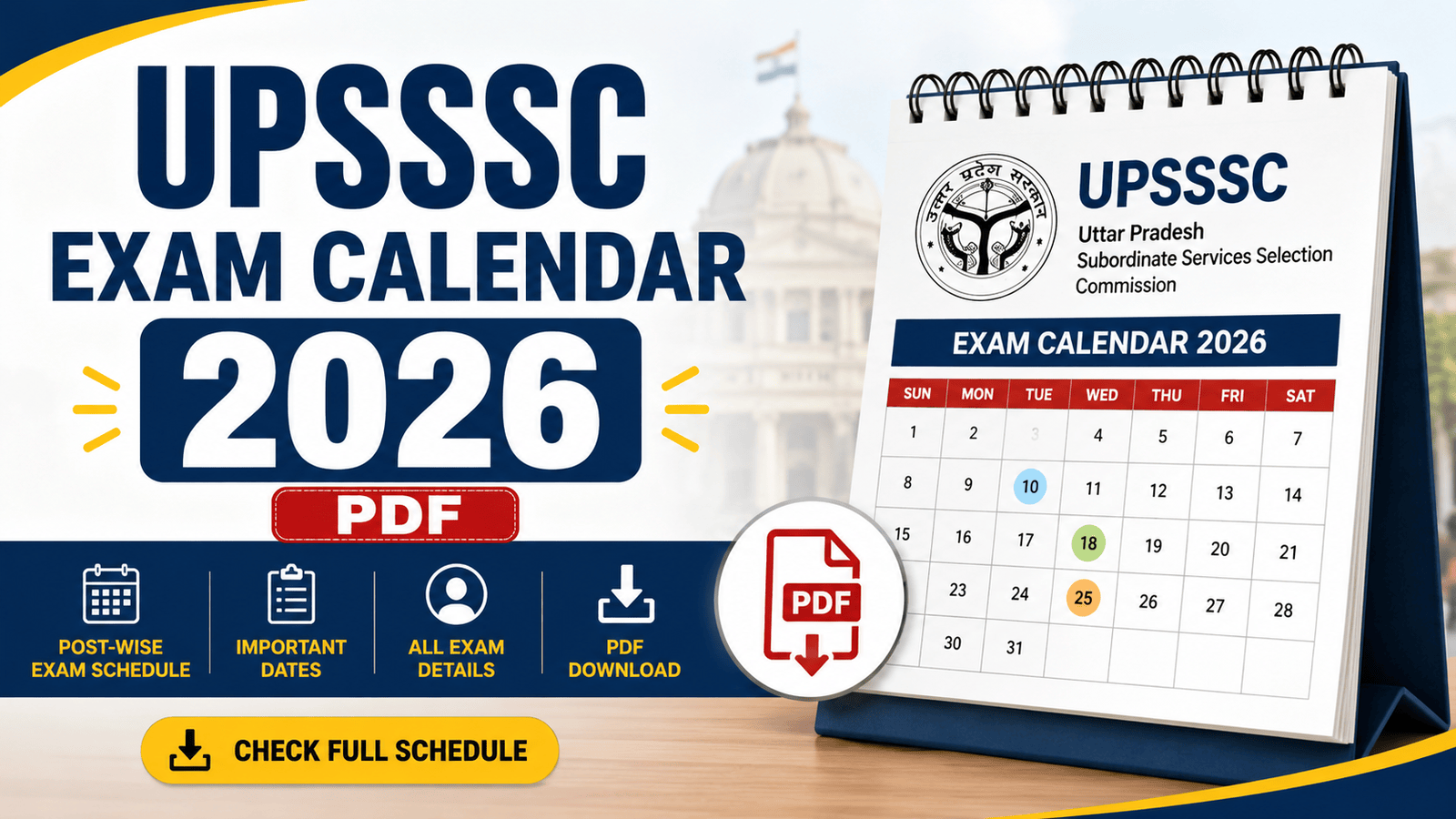 UPSSSC Exam Calendar 2026 Check Post-Wise Exam Schedule, Exam Dates