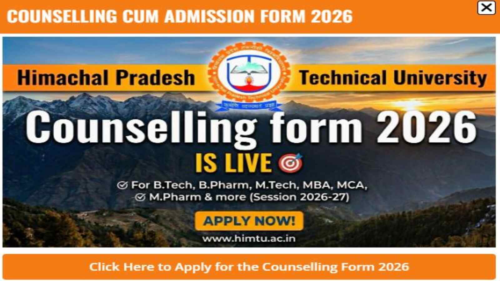 HPCET 2026 Counselling Deadline Extended Apply Online at himtu.ac.in
