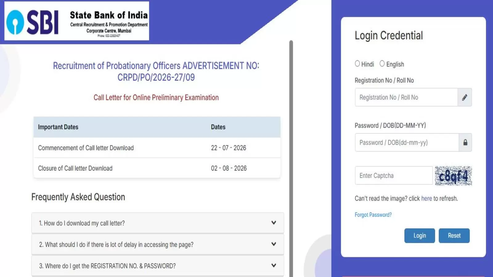 SBI PO Admit Card 2026 Out: Direct Download Link & Exam Dates