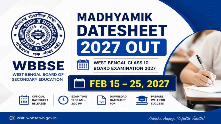 WBBSE Madhyamik Datesheet 2027 Out: Check Class 10 Exam Full Schedule