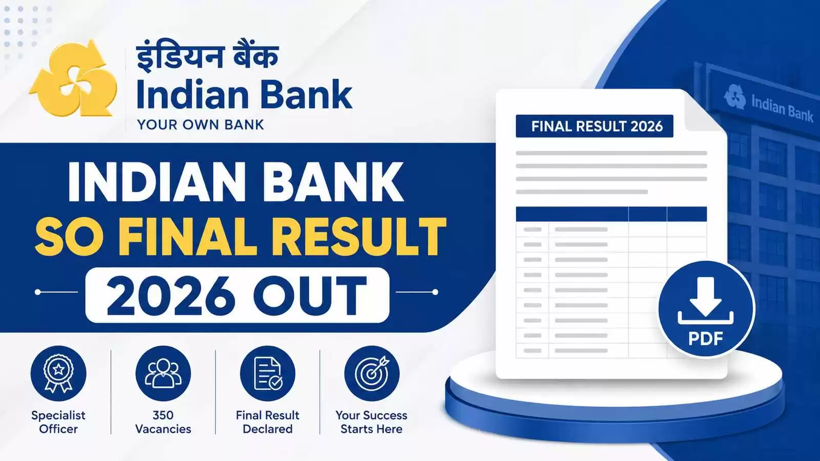 Indian Bank SO Final Result 2026