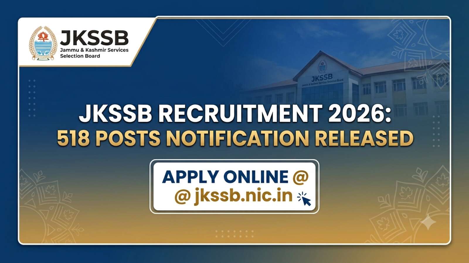 JKSSB Recruitment 2026 Notification Out at jkssb.nic.in