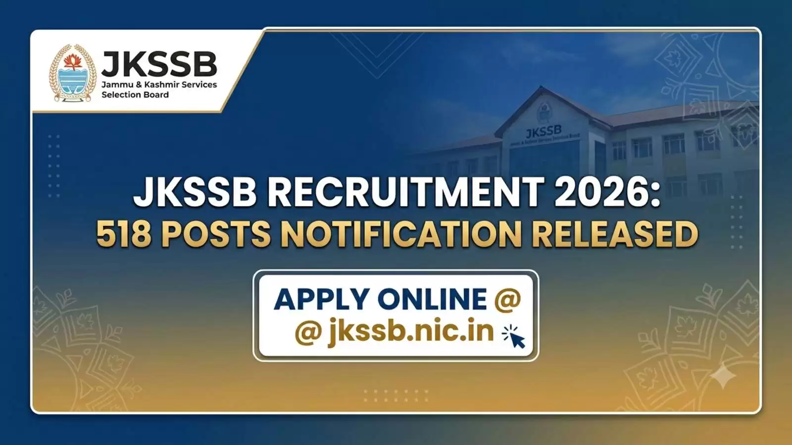 JKSSB Recruitment 2026 Notification Out at jkssb.nic.in