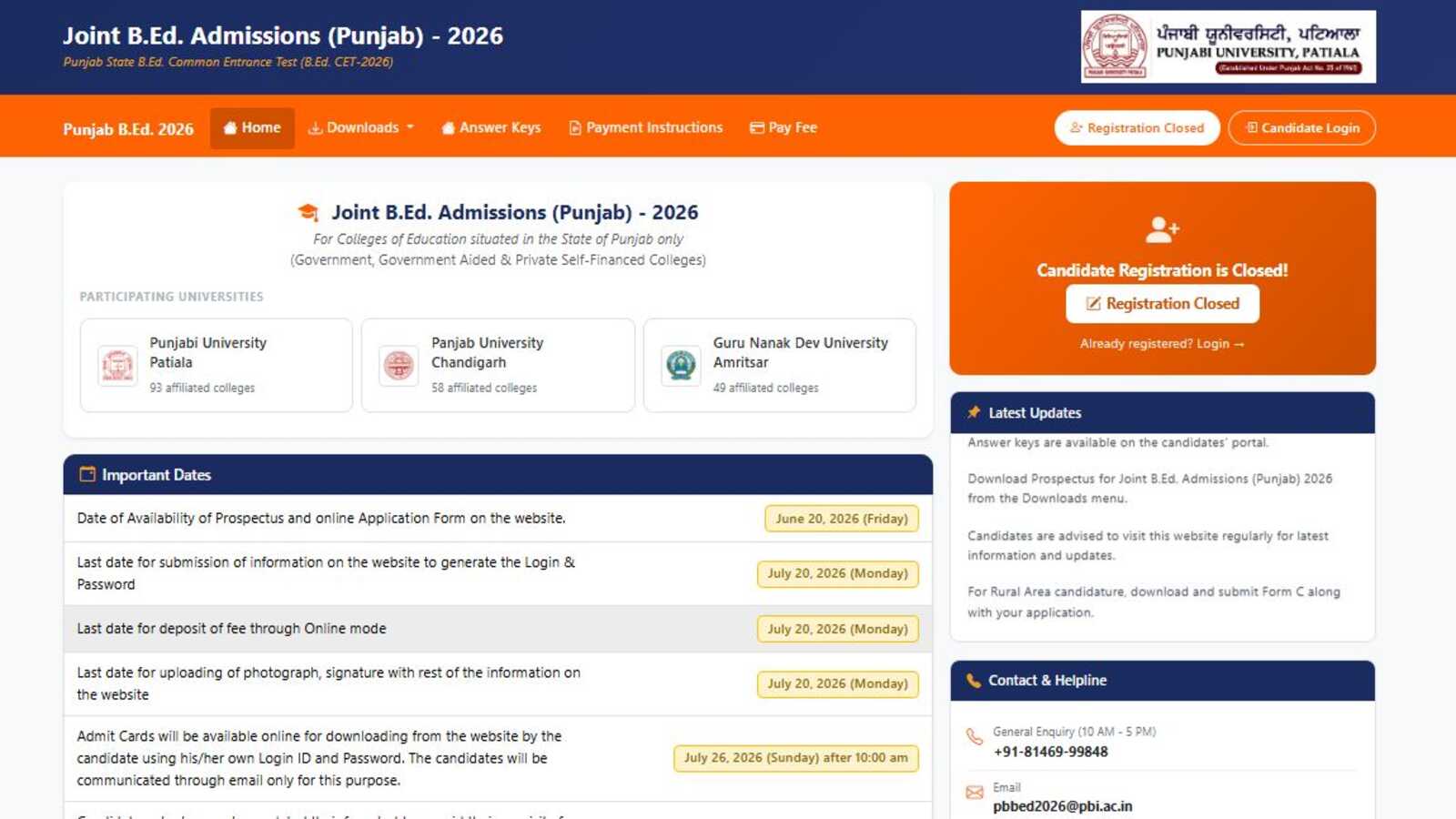 Punjab BEd Result 2026