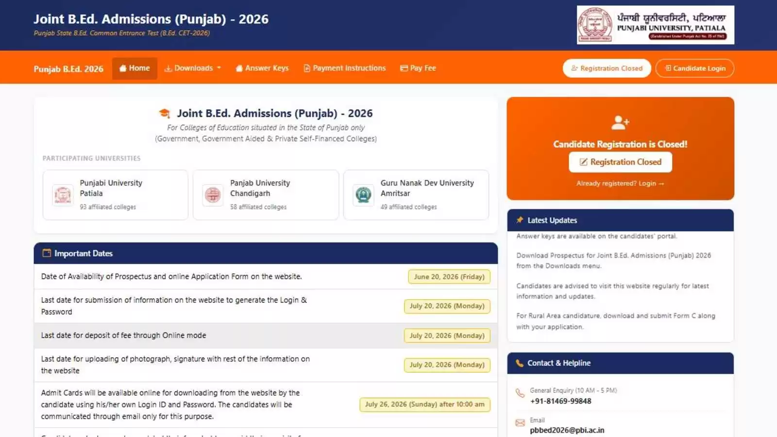 Punjab BEd Result 2026