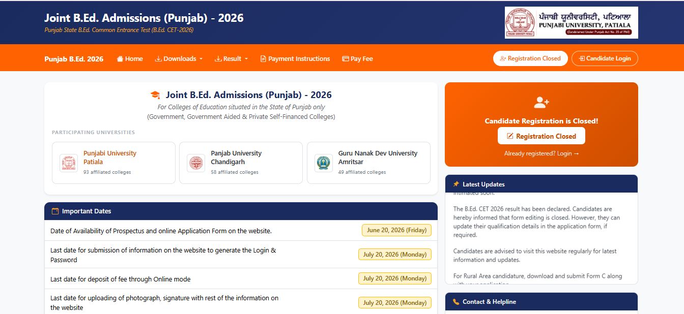 Punjab BEd Result 2026 Released: Direct Link, Merit List PDF & Counselling Updates