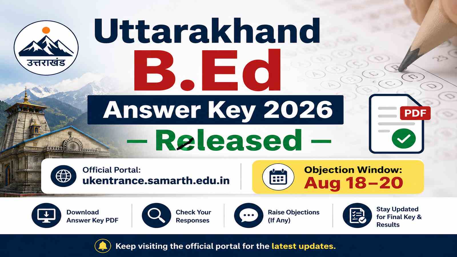 Uttarakhand B.Ed Answer Key 2026 Released